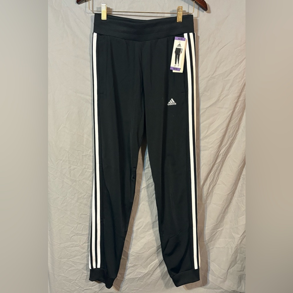 Adidas Kids Black Joggers with White Stripes NWT